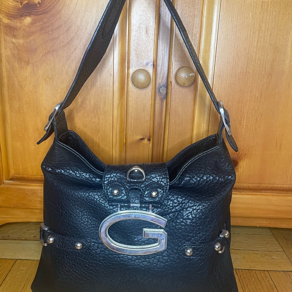 Guess Black leather hobo shoulder bag